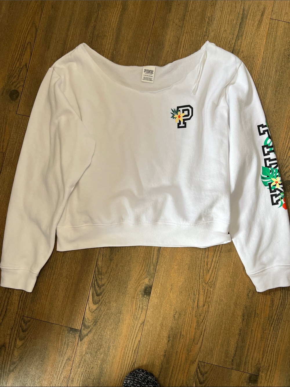 PINK Victoria's Secret White Crop Top with Pineapple Graphic